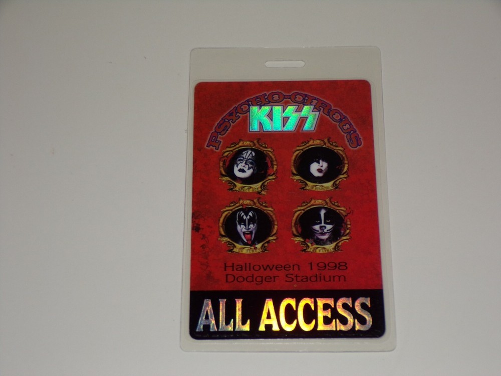 KISS vintage Laminate Pass 2side Psycho Circus Concert Tour Dodger Stadium 1998