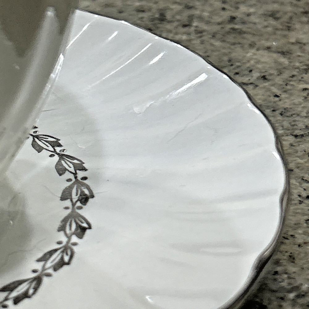 Swirl Pattern Coffee Cup & Saucer Platinum Trim Unbranded