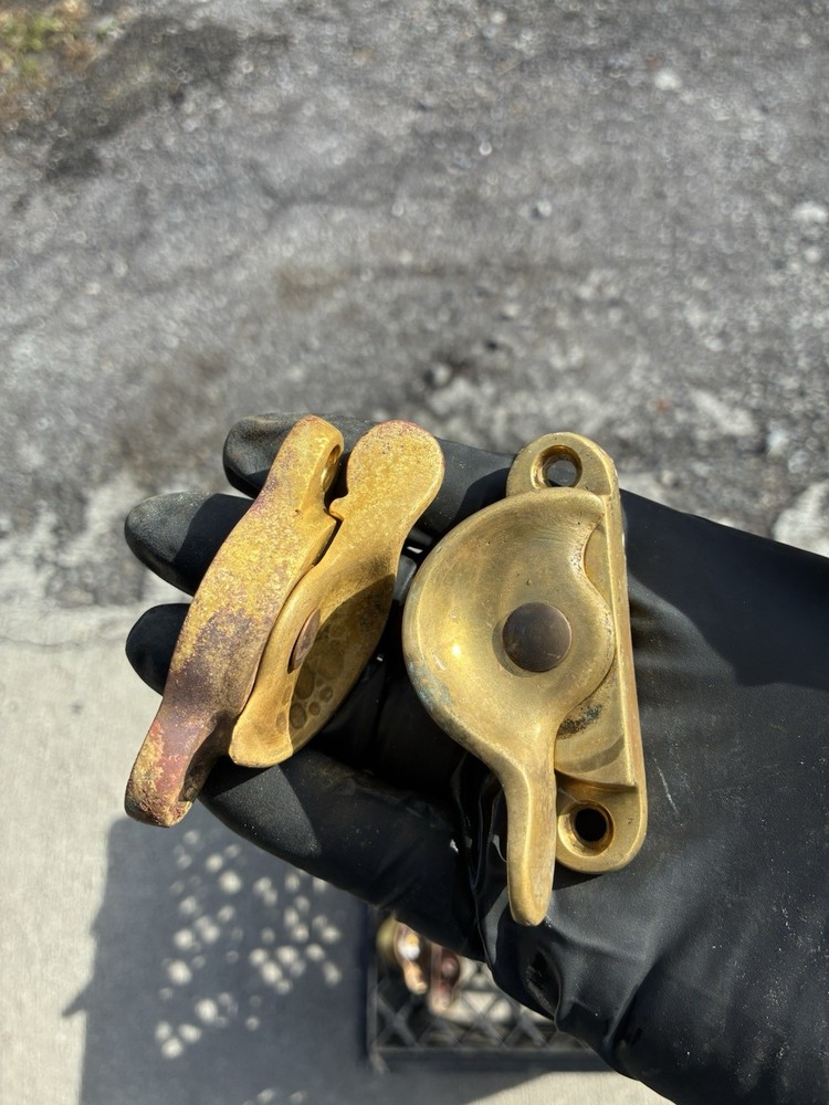 Antique Brass Salvaged Window Sash Locks Solid Brass Original Hardware
