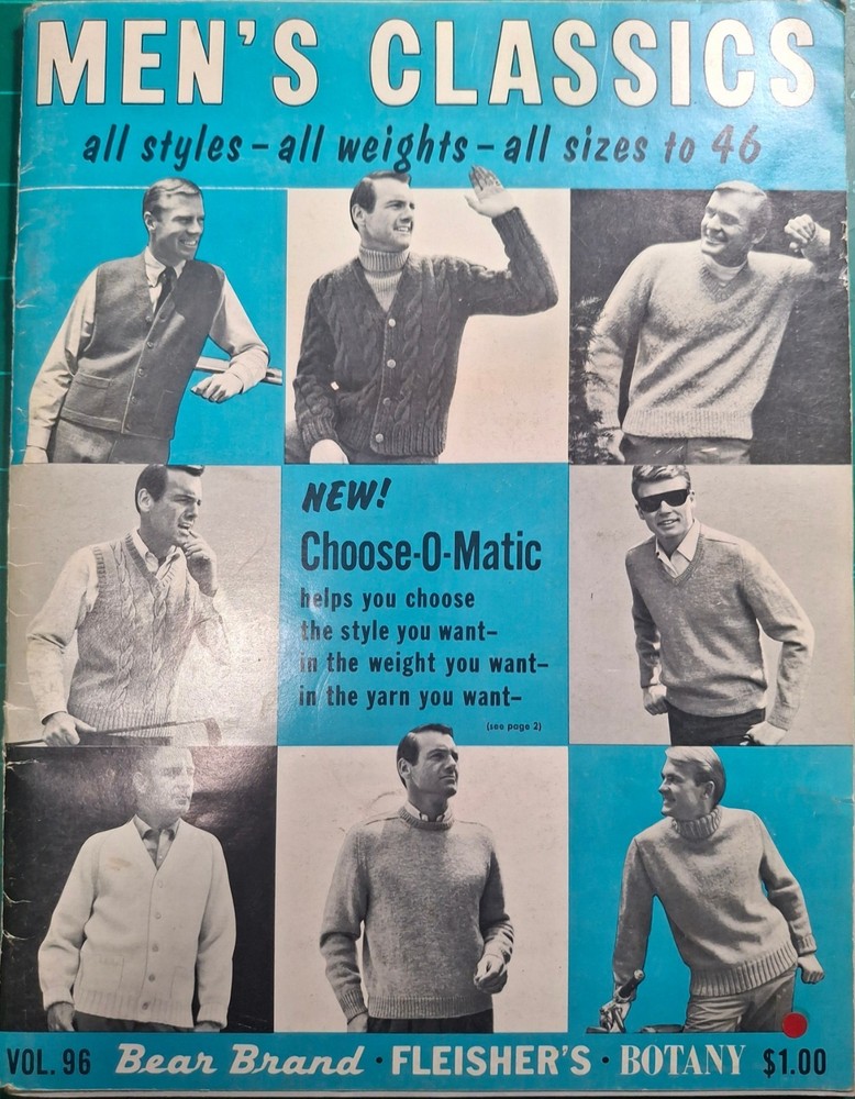 Men's Classics Knit Pattern Sweaters Vests Bear Brand Fleishers Botony Vol 96