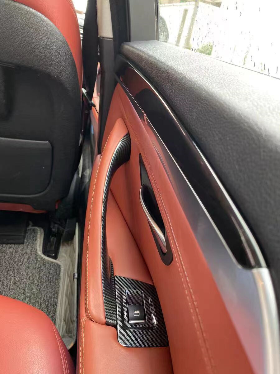 Inner Door Panel Handle Pull Trim Cover For BMW F10 F11 520i 528i Carbon Fiber