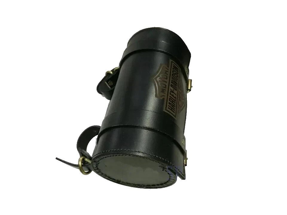 PURE LEATHER TOOL BAG ENGRAVED FOR HARLEY DAVIDSON MOTORCYCLE IN BLACK COLOR