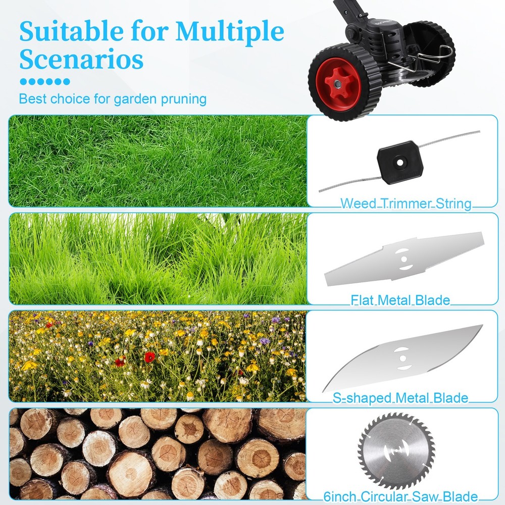 Cordless Grass String Trimmer Cutter Electric Weed Whacker Lawn Mower +2 Battery