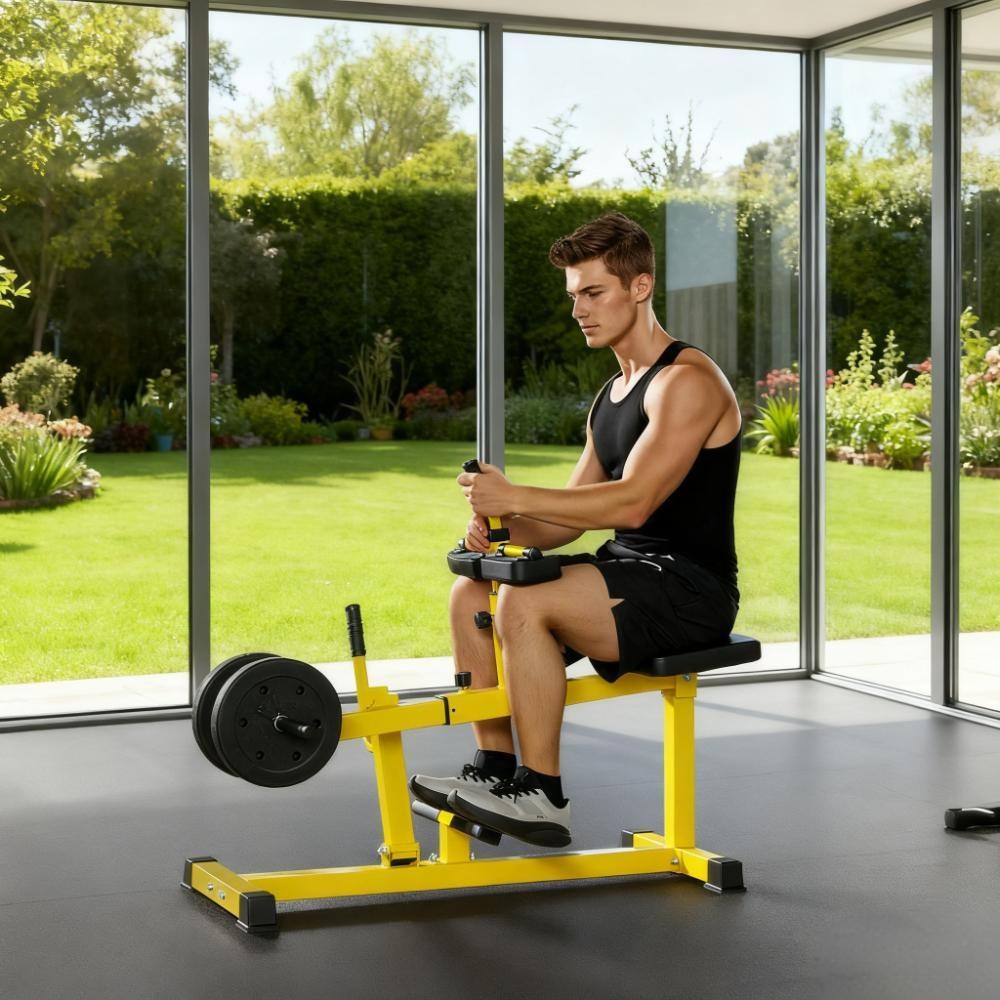 Compact Calf Trainer - Adjustable Seated Raise Machine for Home Gyms