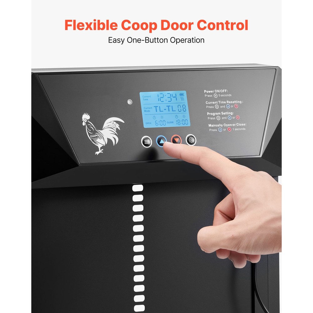 Uimoso Automatic Chicken Coop Door Opener Timer & Light Sensor DC & Battery Powe