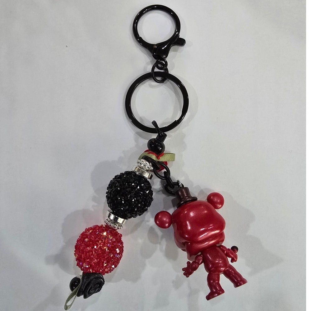 Handmade Reworked Mini Vinyl Figure Beaded Keychain