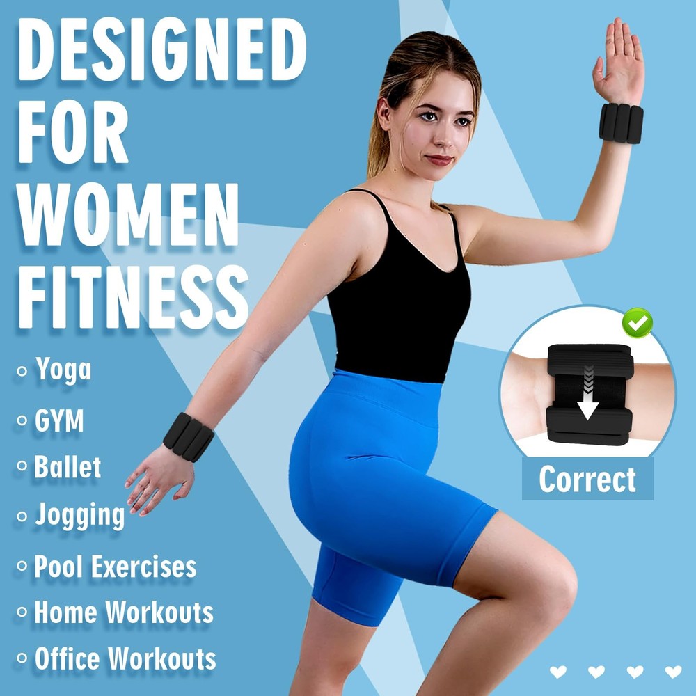 Wrist Weights, Adjustable Wrist Ankle Weights for and Men (1 lb Each), 2Pack ...