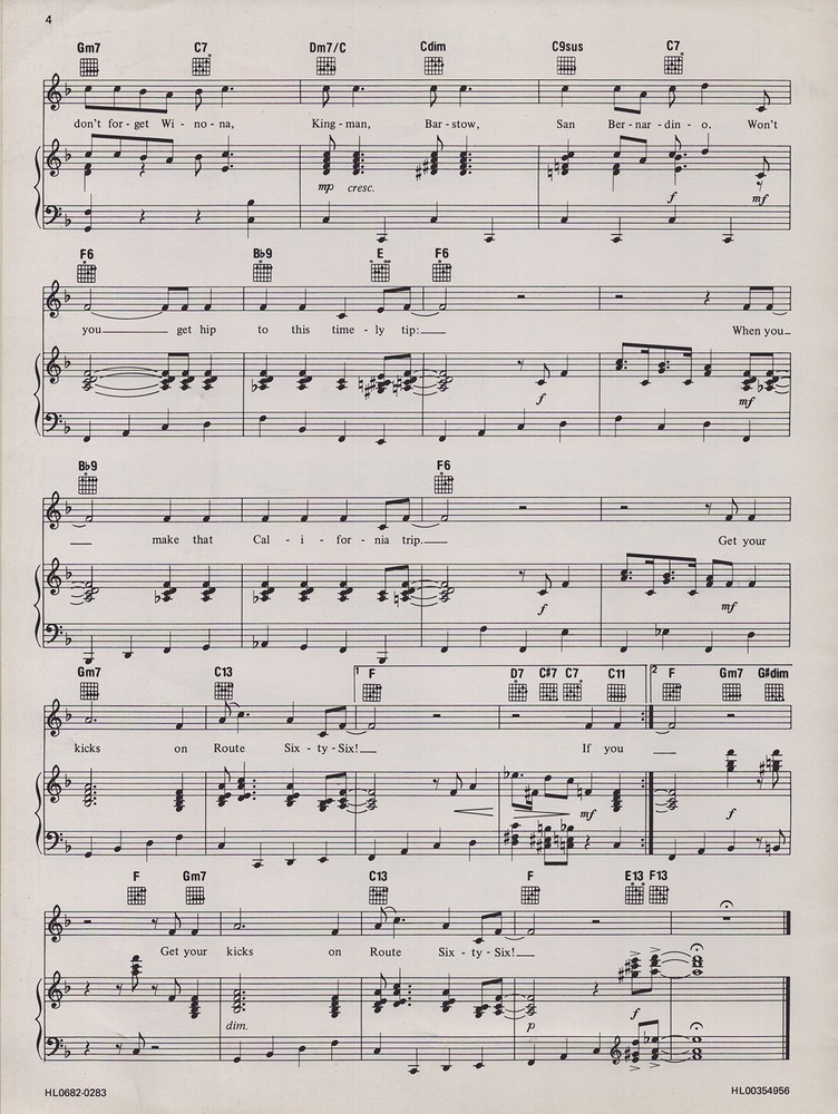 BOBBY (ROBERT) TROUP - SHEET MUSIC SIGNED CIRCA 1974