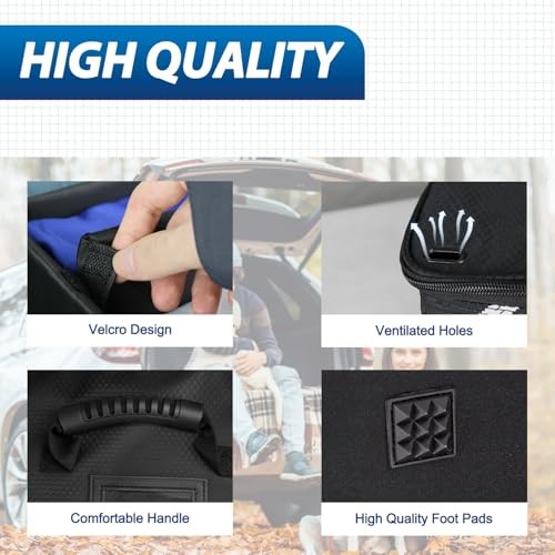 Car Trunk Organizer with Lid, Collapsible Multi Compartment SUV Black