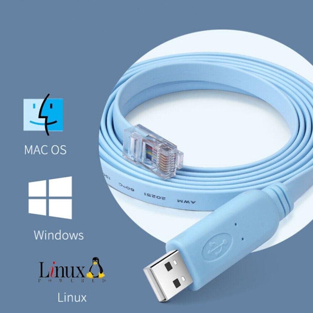USB CONSOLE CABLE USB to RJ45 6ft CAB-CONSOLE-USB-RJ45 SERIAL CABLE for CISCO