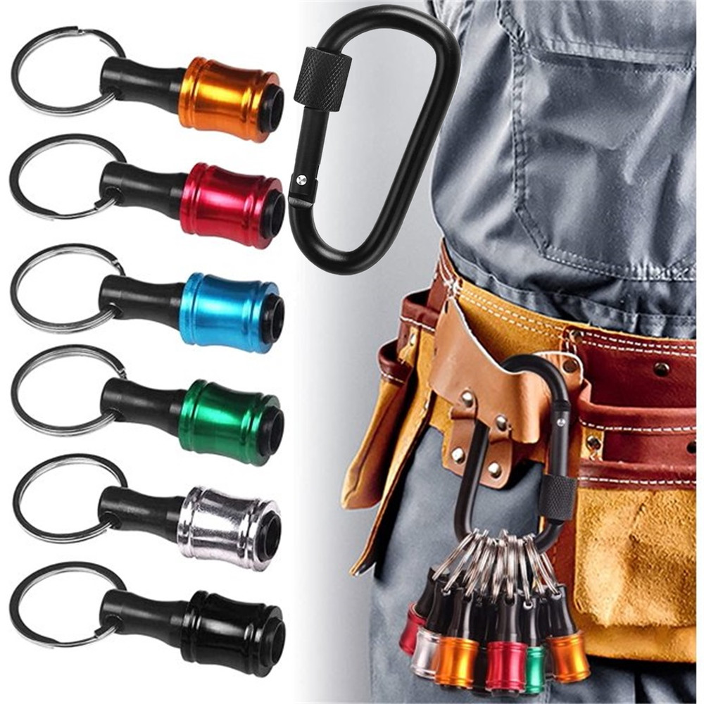 6X 1/4" Hex Shank Quick Release Keychain Screwdriver Drill Bit Holder Bit Set