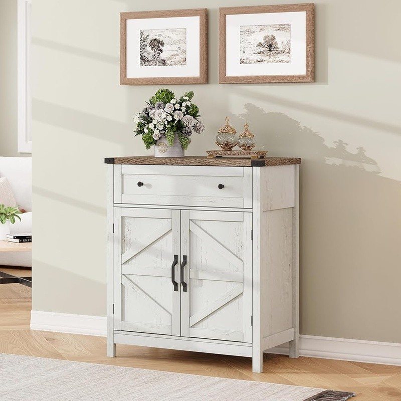 Storage Cabinet W/ Drawer Adjustable Shelf Sturdy Kitchen Bar Sideboard Unit New