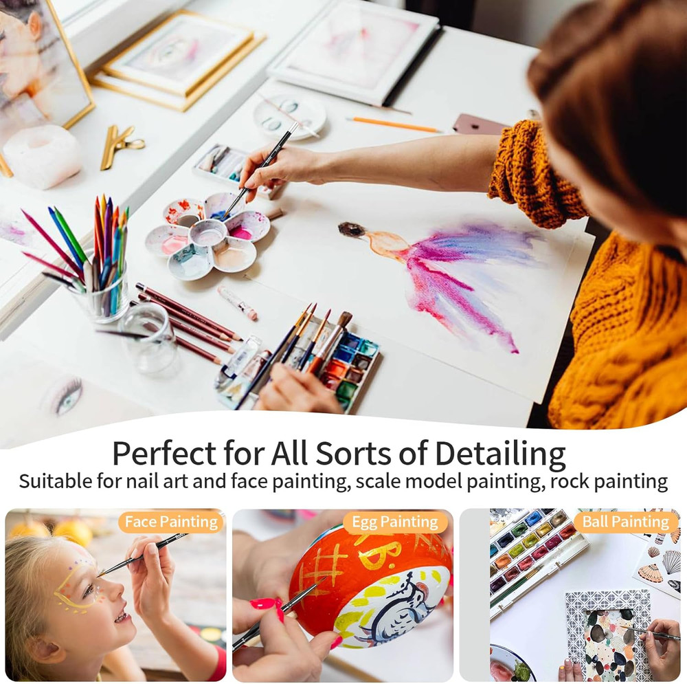 21 Pcs Micro Paint Brushes Set Miniature Brushes with Triangular Handles for Art