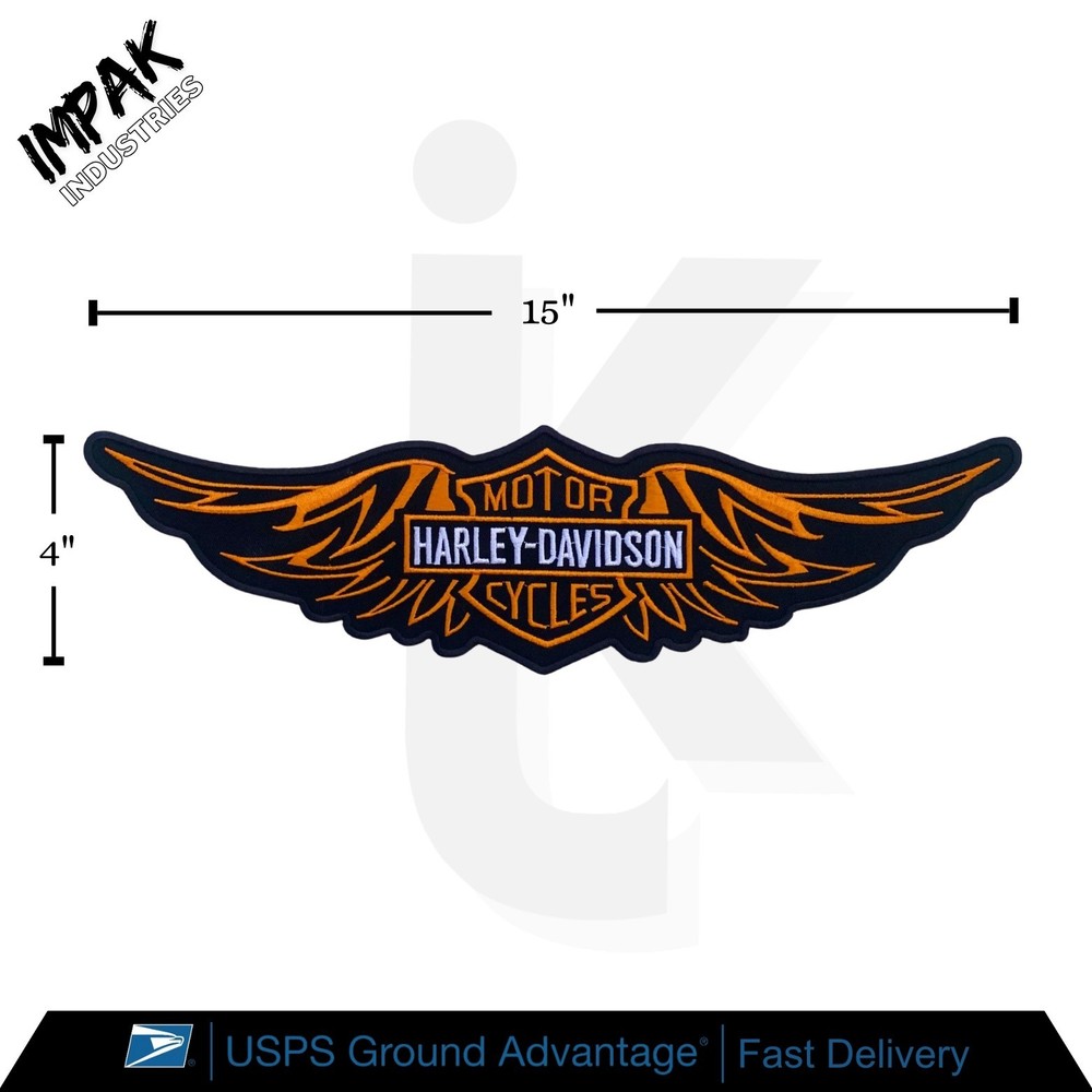 Harley Davidson Large Eagle Orange Embroidered Patch Iron On Embroidery Patches