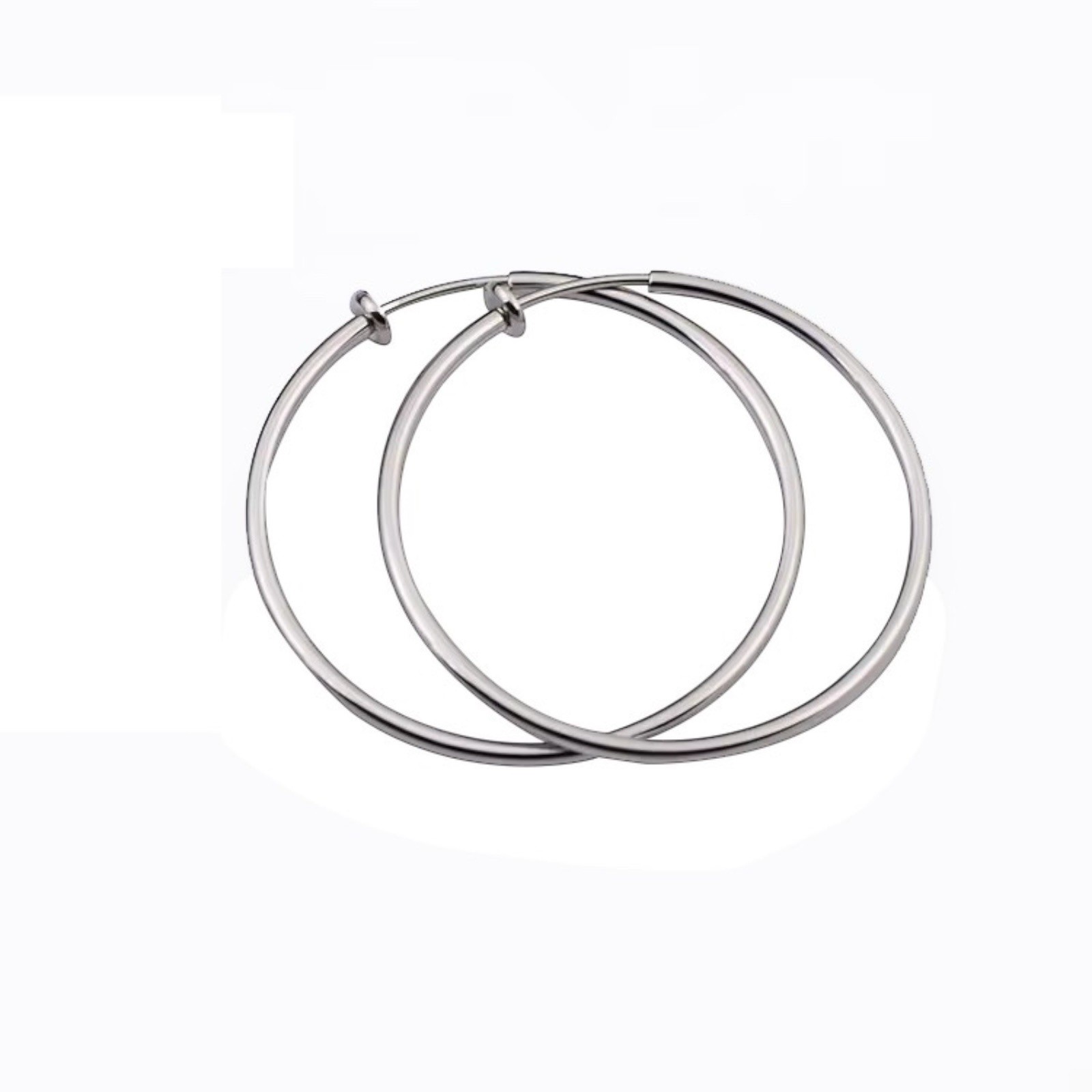 925 Sterling Silver 50mm 2” Big Round Large Thin Hoop Earrings A19