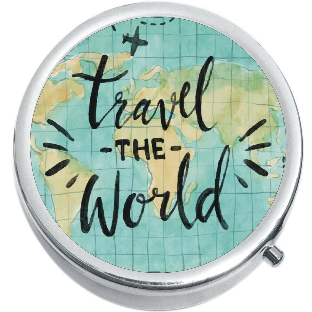 Travel The World Map Globe  Medicine Pill Box