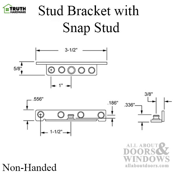 Truth 11674.92 Stud Bracket, Snap Stud included for Maxim Window Operators