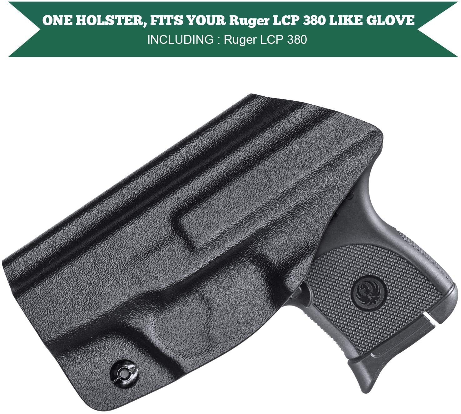 IWB Kydex Holster Fit Ruger LCP 380 Pistol Concealed Carry Holster for Men/Women