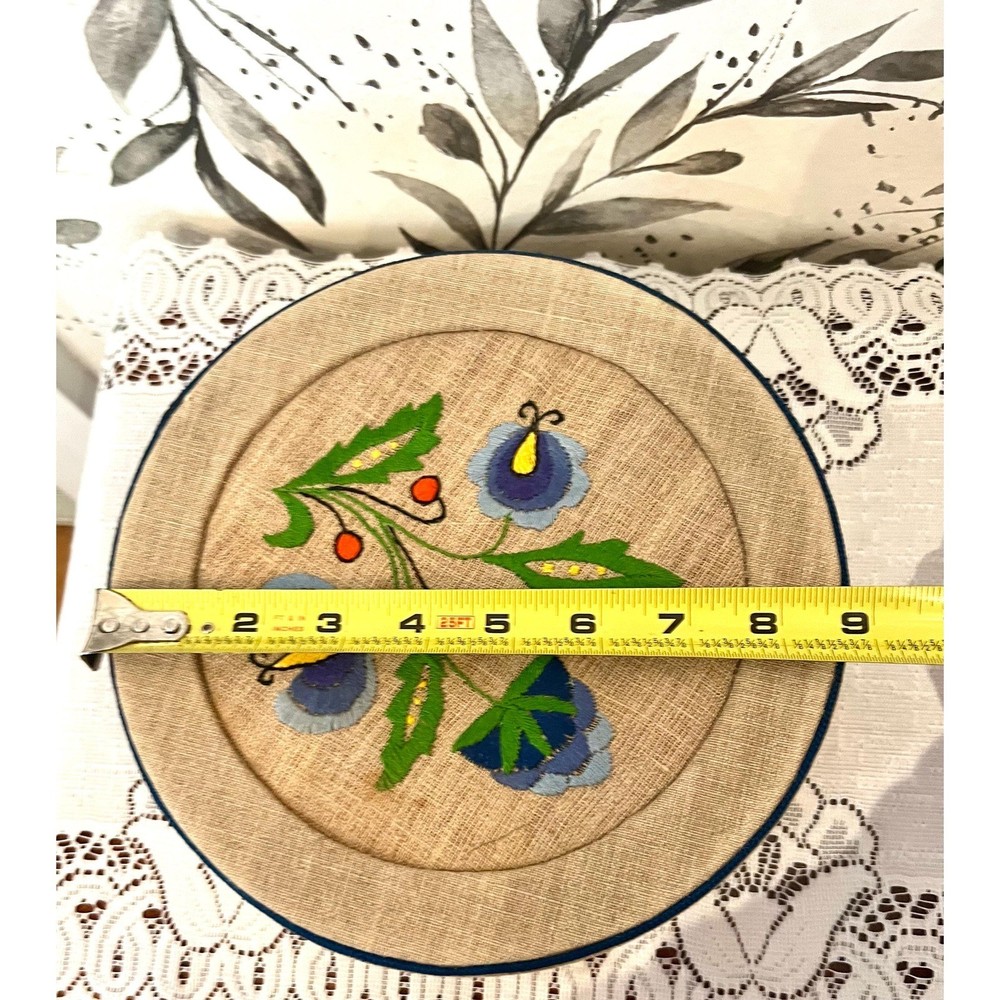 Vintage embroidered cloth covered circular box