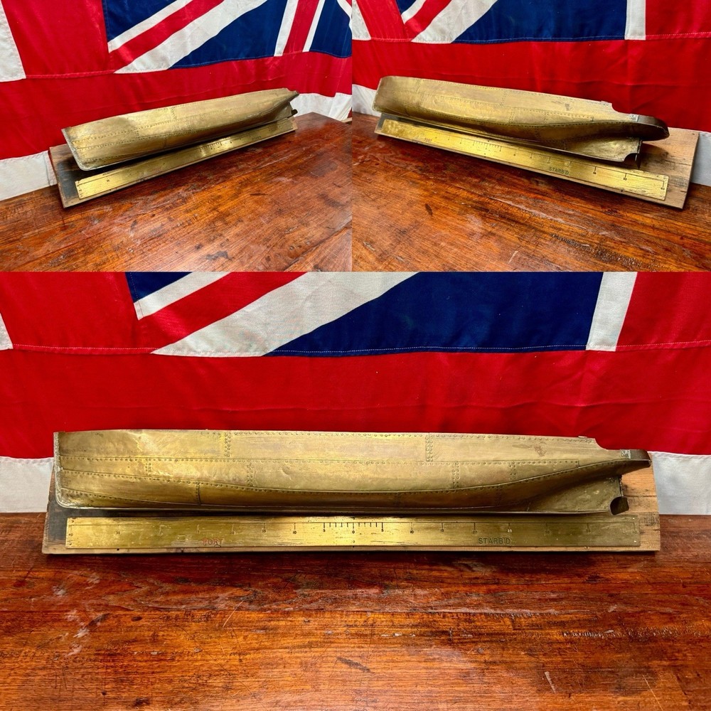 Superb Solid Brass Riveted Ship Builders Wall Mounted Half Hull.c. 1900-30’s