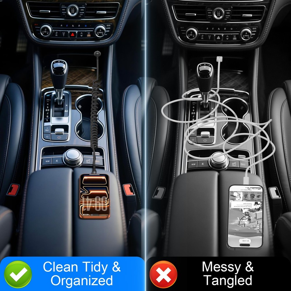 USB C to C Cable 3ft 2Pack Coiled C Charger for Car Type 3FT, Black