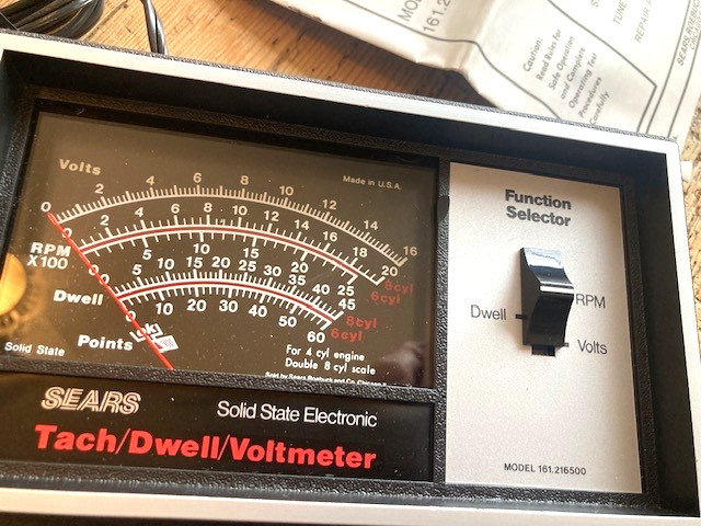 SEARS TACH/DWELL/VOLTMETER-NEW/OLD STOCK-IN BOX,MANUAL-MODEL 161.216500-USA MADE