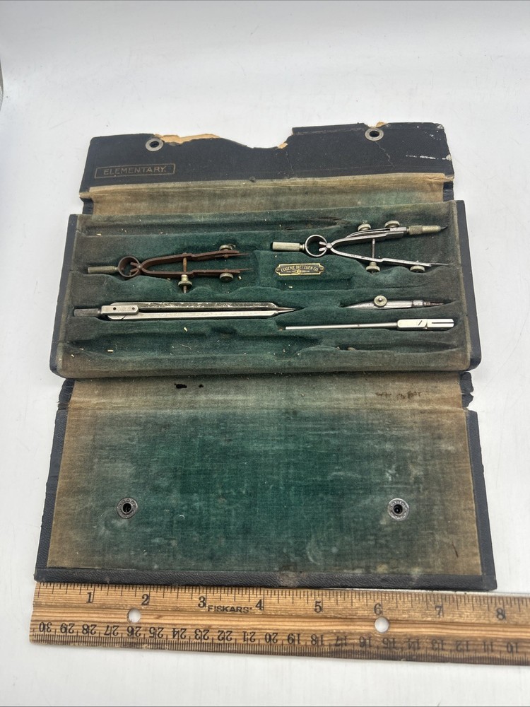 Vintage Eugene Dietzgen Co Drafting Tool Set Engineering + Case Elementary #1095