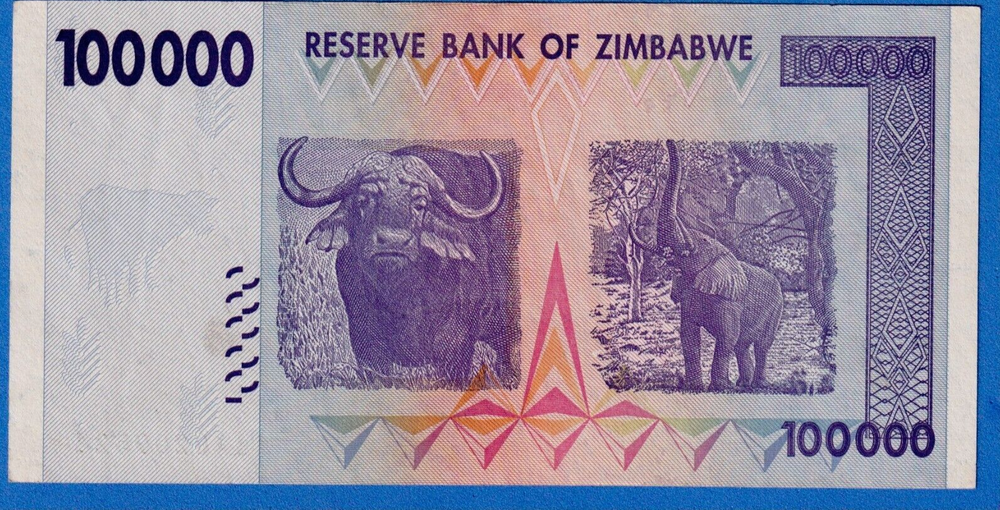 ZIMBABWE $100000 100,000 2008 P-75 LIGHT CIRCULATED NOTE