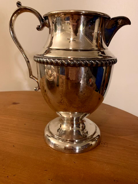 VTG Ornate Academy Pitcher Planter Silver Over Copper