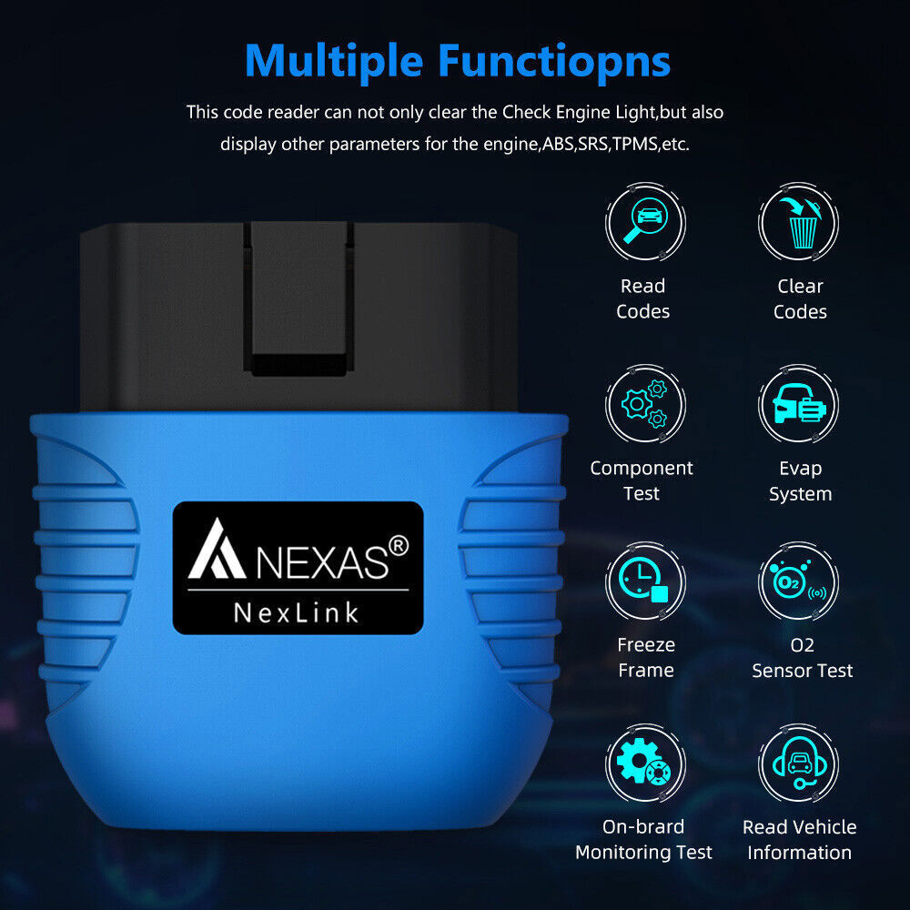 NEXAS NexLink Bluetooth 5.0 OBD2 EOBD Diagnostic Tool Scanner for iOS Android