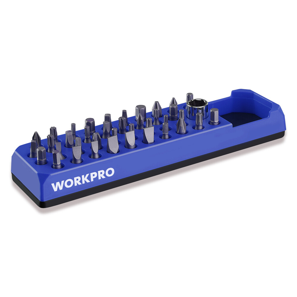 WORKPRO Magnetic 1/4 Hex Bit Organizer Screwdriver Drill Bit Holder Storage Tray