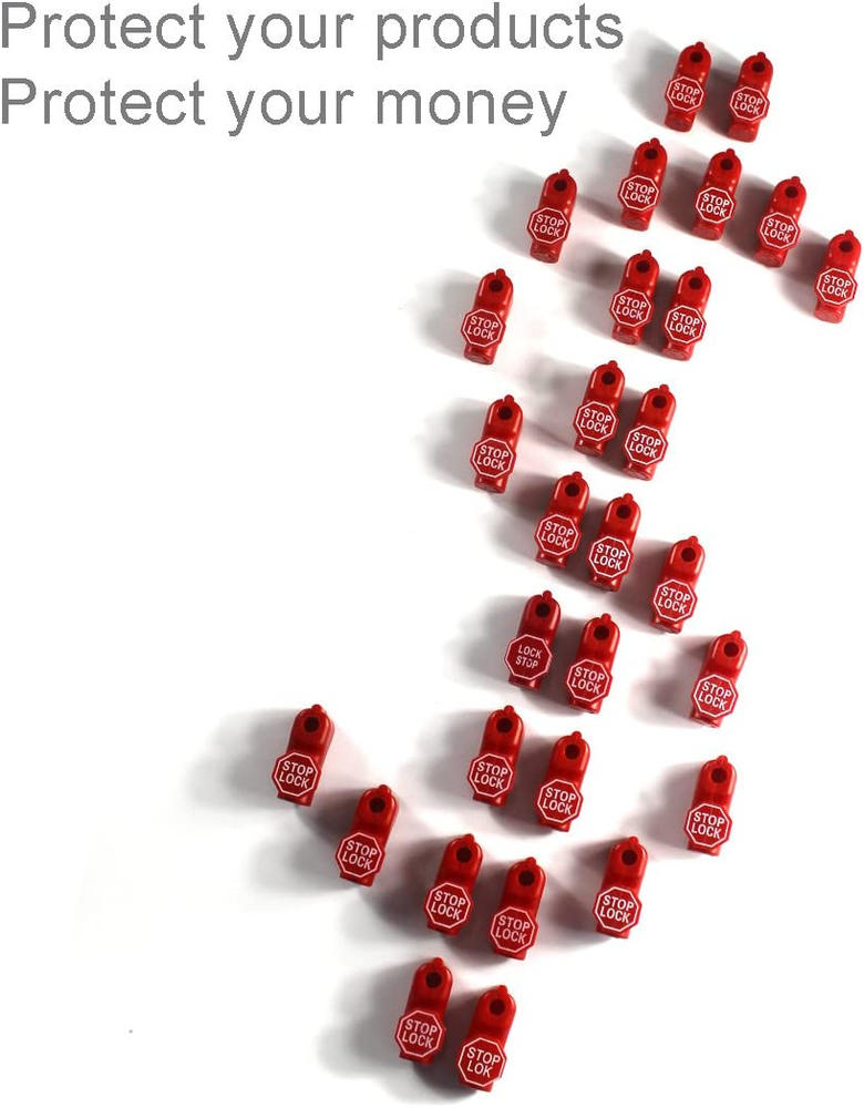 Peg Hook Locks Stop Lock 100 Piece Plastic Red Retail Peg Hook Security Locks