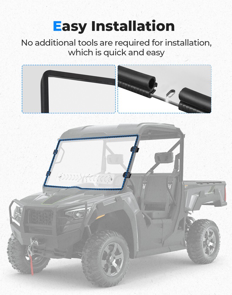 UTV Vented Front Full Windshield Clear for TRACKER 800SX 2020-2023 MAX-FLO