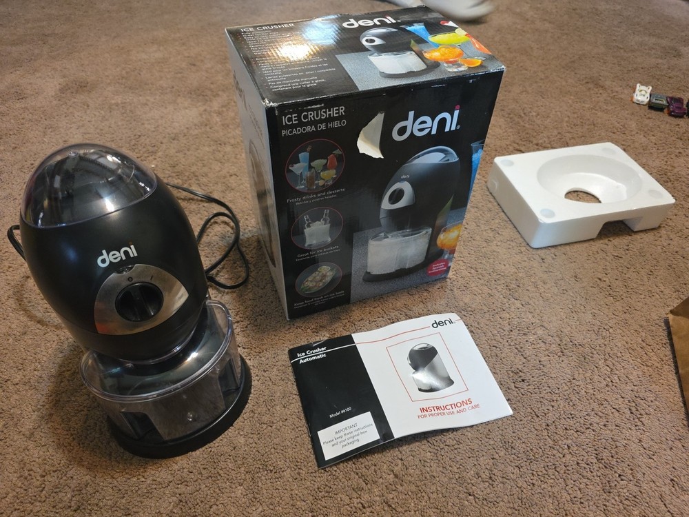 Deni ICE CRUSHER Black Stainless Model 6100 Shaved Cubes Automatic Electric