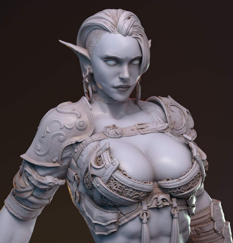 Hanza, Elf Drow Fighter | D&D TTRPG Miniature | Hardwitch Games