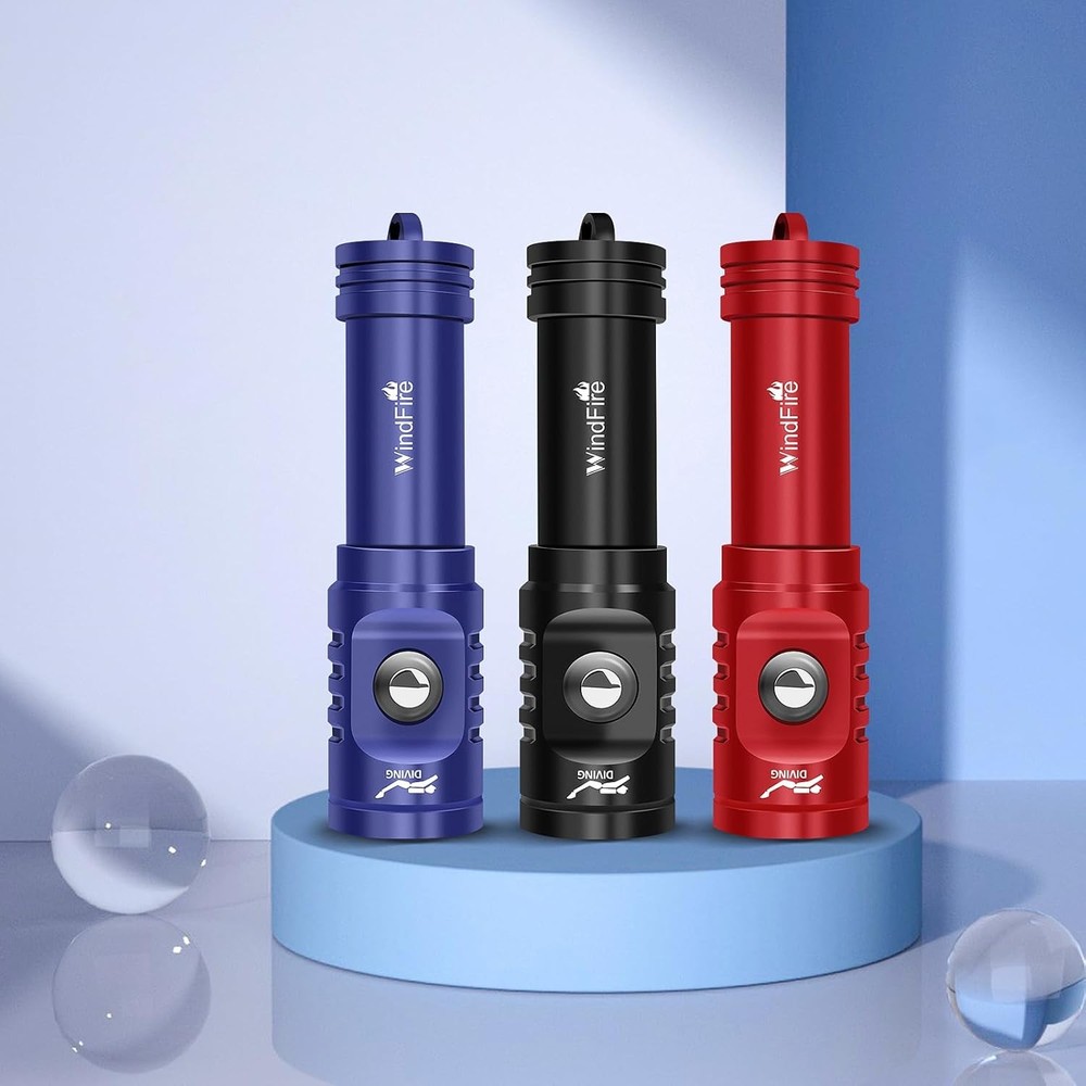WINDFIRE TS08 Dive Light Super Bright, Scuba Flashlight Red-TS08