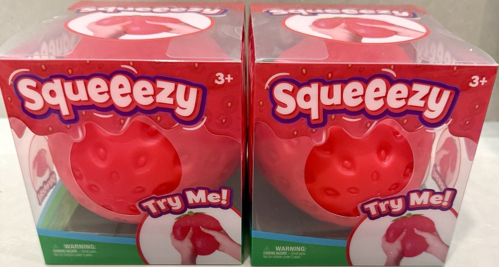 Squeezy Strawberry Tactile Squeeze Toy Red Fidget Fruit bundle 2