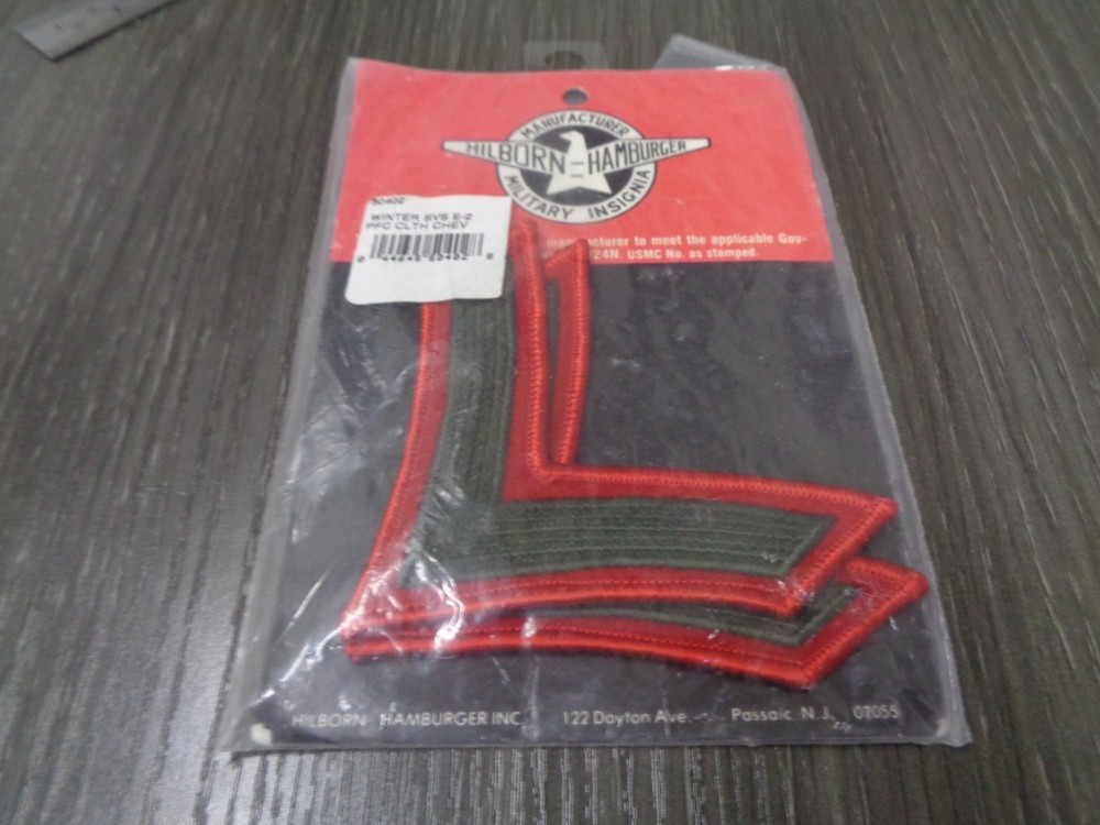 USMC Private First Class E2 Chevrons PATCH set Green / Red Service Alpha HILBORN