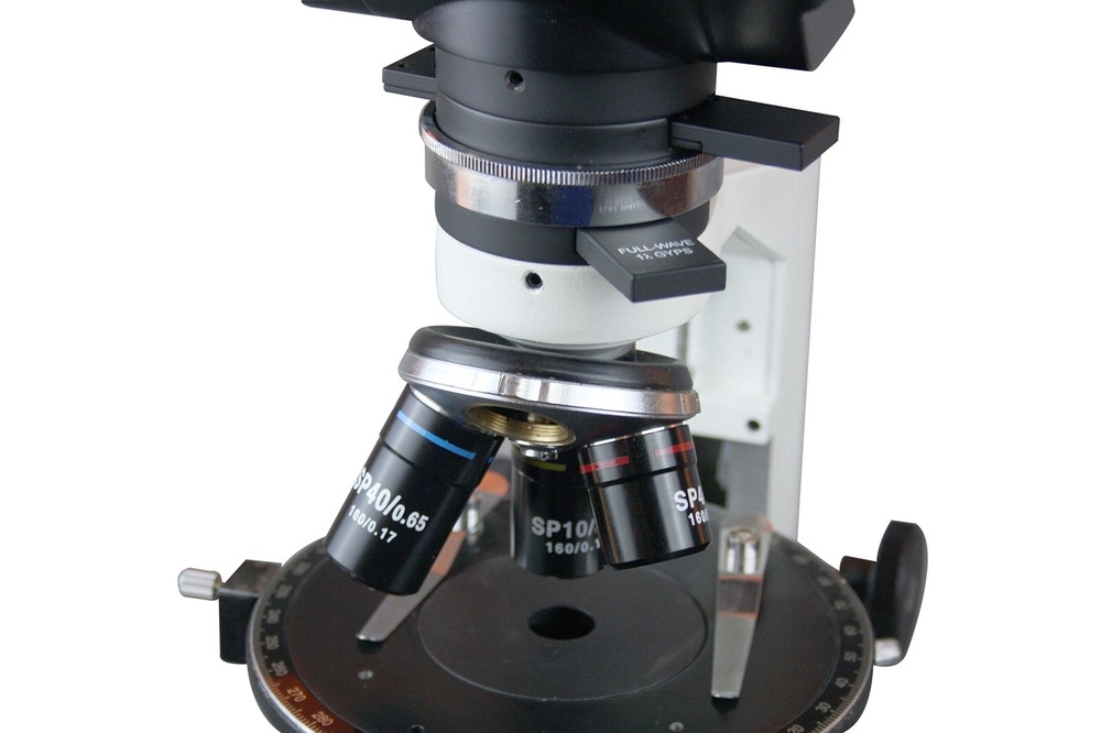 Advanced Polarizing Microscope w Rotating Stage + Retarders (λ, ¼λ) +Camera Port