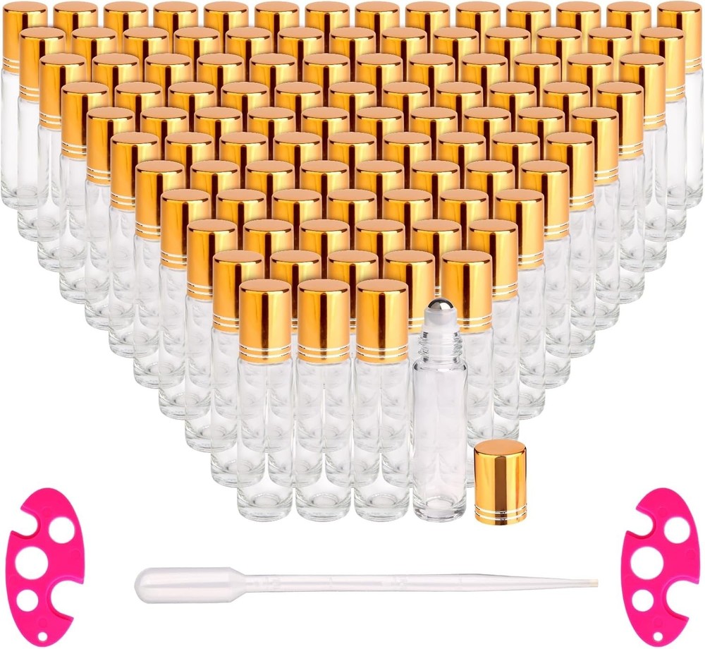Stainless Steel Rollers 100 Pack Clear Bottles