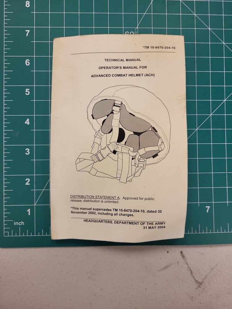 TM 10-8470-204-10 Technical Manual Advanced Combat Helmet ACH Operator Guide