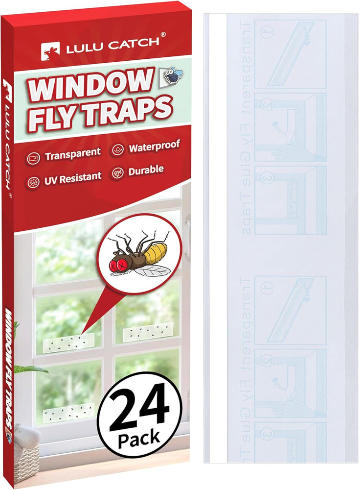 Window Fly Trap 24 Pack for Fruit Fly Mosquitos Gnat Indoor Bug Control