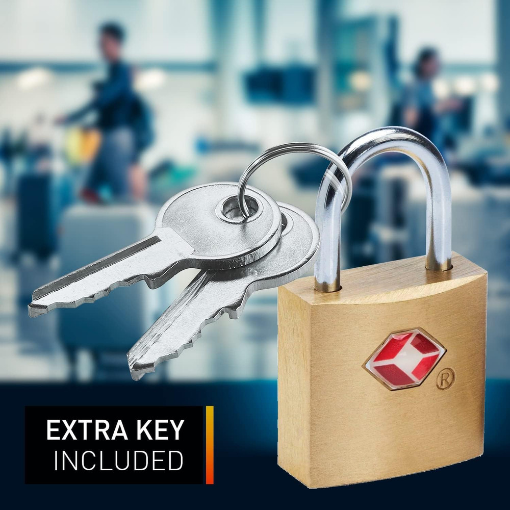 Mini Brass Square TSA Lock + Padlock for Luggage, Suitcase, Carry On, Backpack,