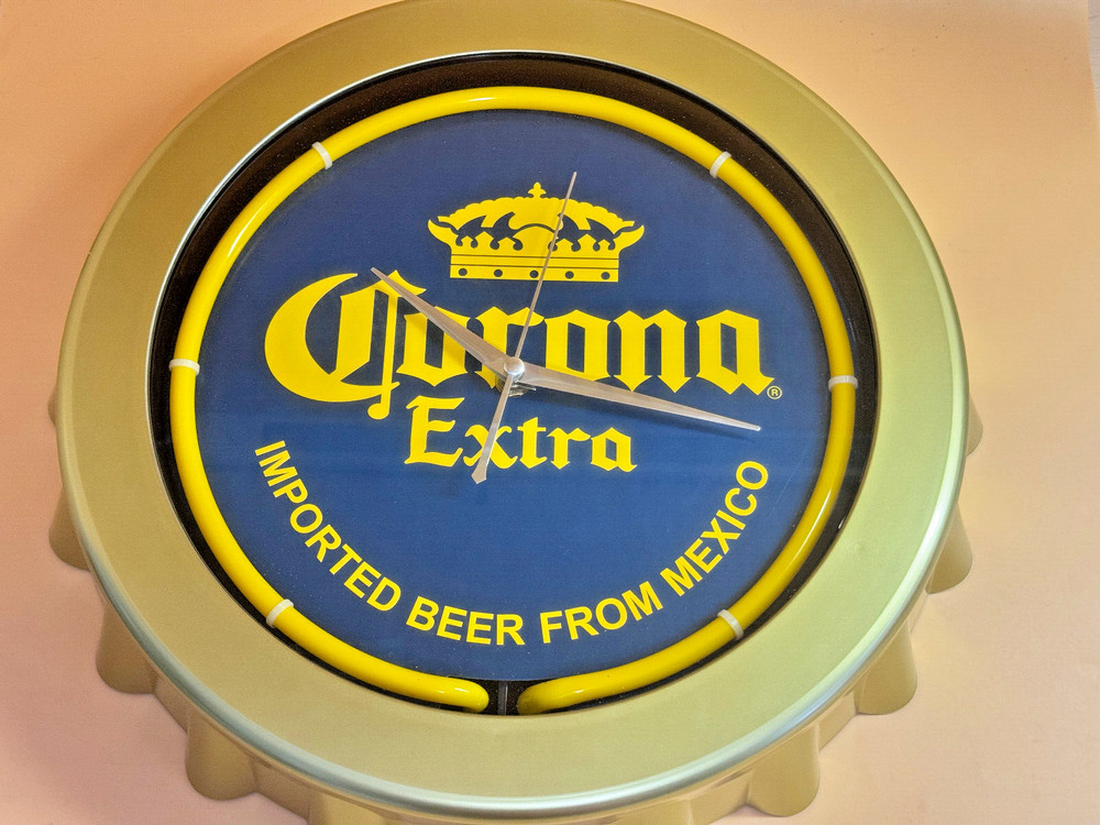 Corona Extra Bottle Cap NEON CLOCK 14.75 NIB