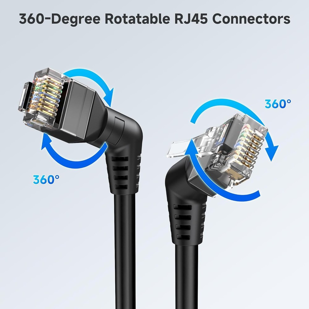 Cable Matters 10ft Rotatable Cat6 Ethernet Cable Right Angle Black