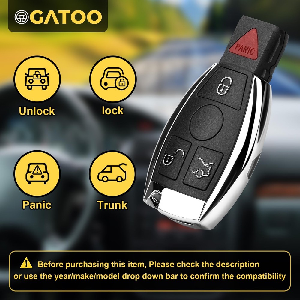 2× Keyless Entry Ignition Key Fob Replacement Fit for E350 ML35...