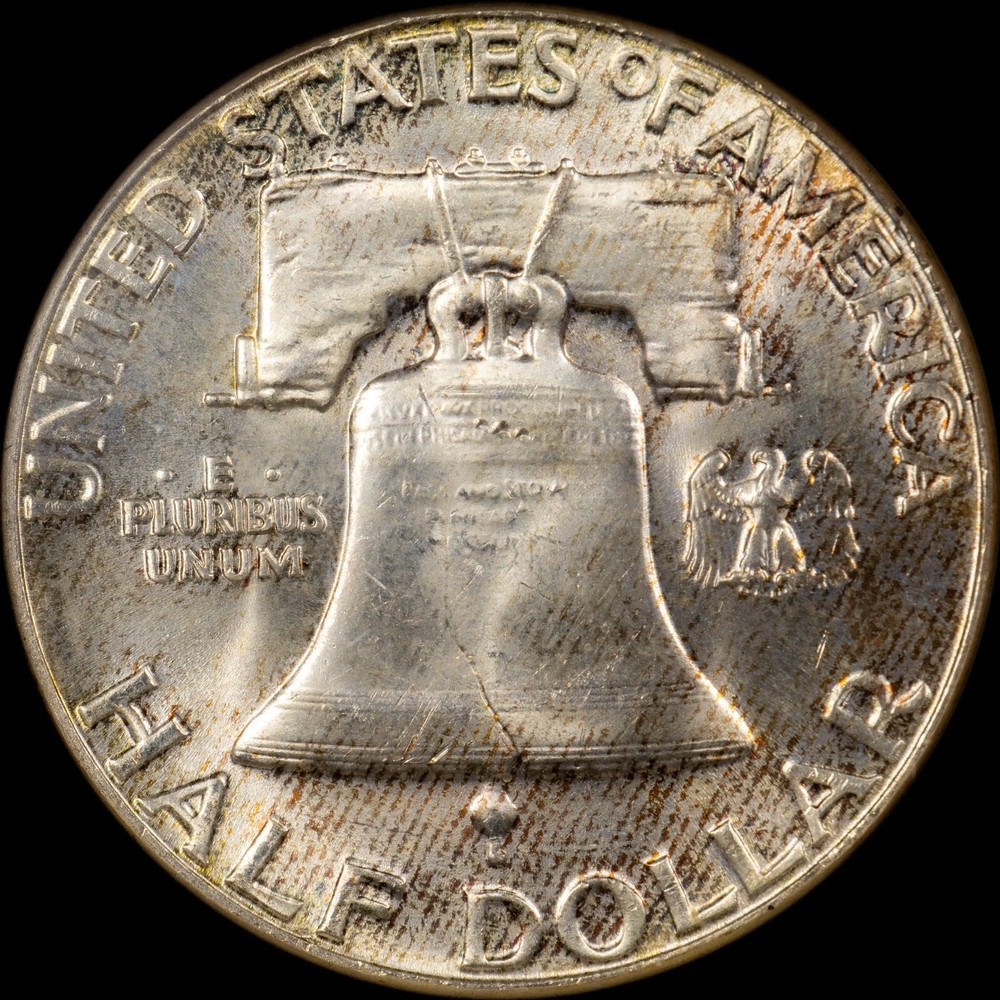 1960 Franklin Half Dollar - NGC MS65 - Kraft Envelope Toned Reverse!