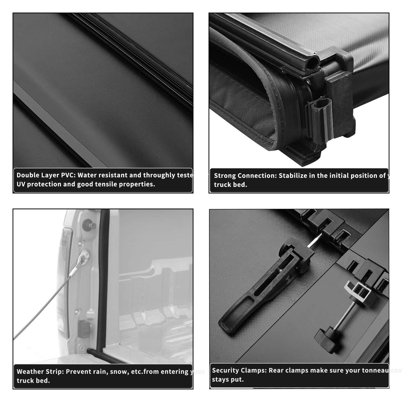 6.5FT 4-Fold Tonneau Cover For 2014-2019 Silverado/Sierra 1500 2500HD 3500 HD