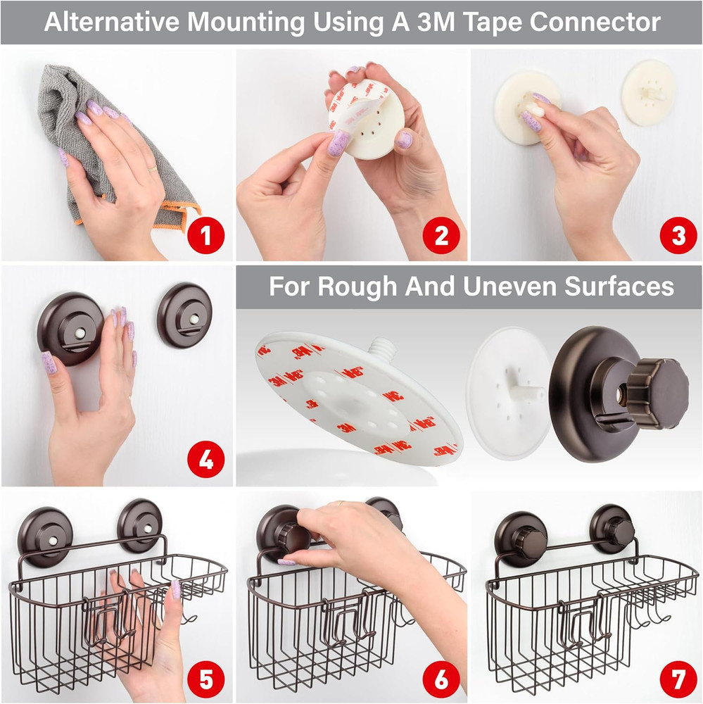HASKO 2 Pack Shower Caddy Suction Cup with Hooks & Soap Holder, Includes 2 Soap