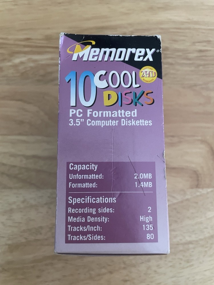 10 Pack Memorex 2HD 3.5" Computer Diskettes PC Format Cool Disks -New Sealed